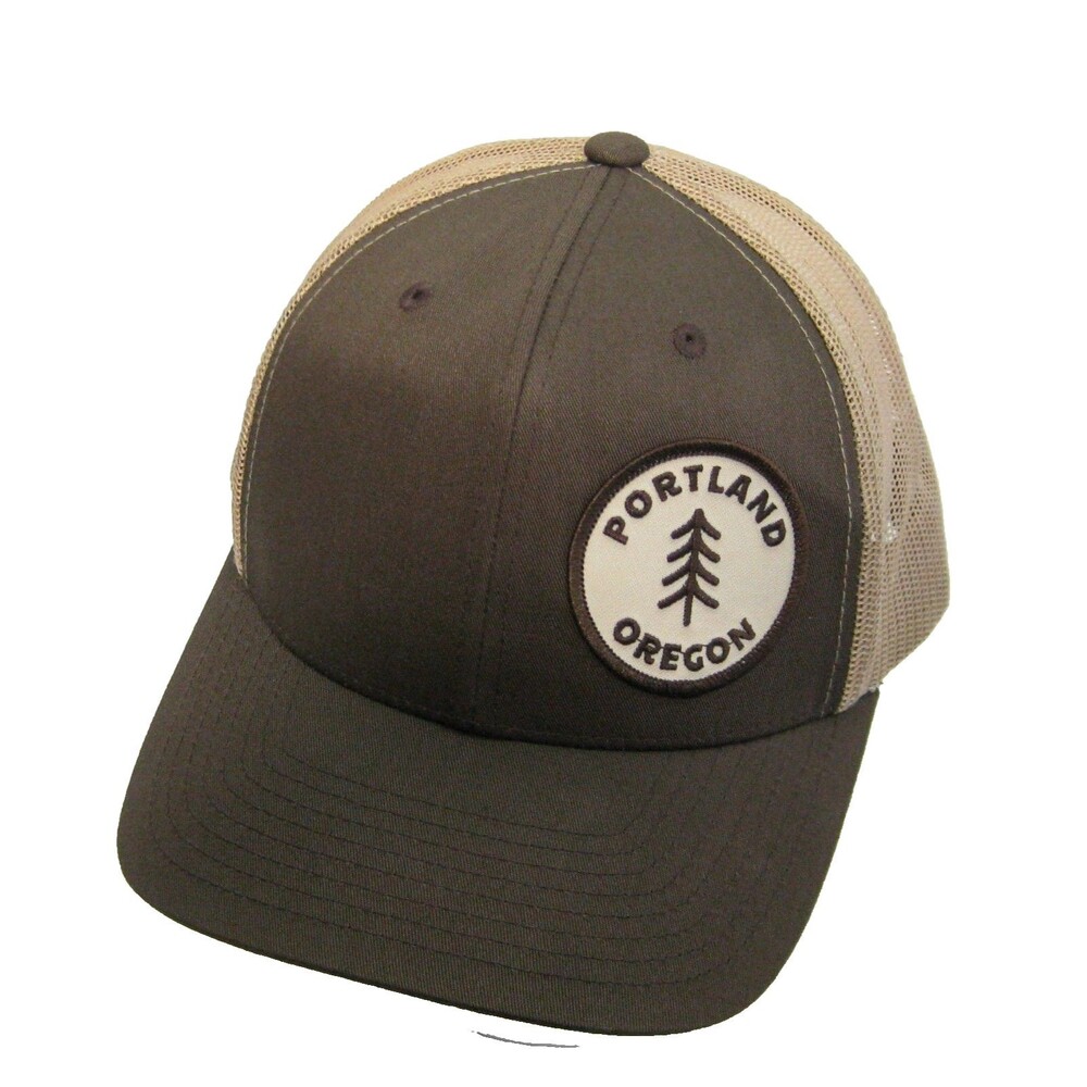 New Portland Oregon Trucker Hat Logo Brown Mesh Baseball Cap Snapback Yupoong